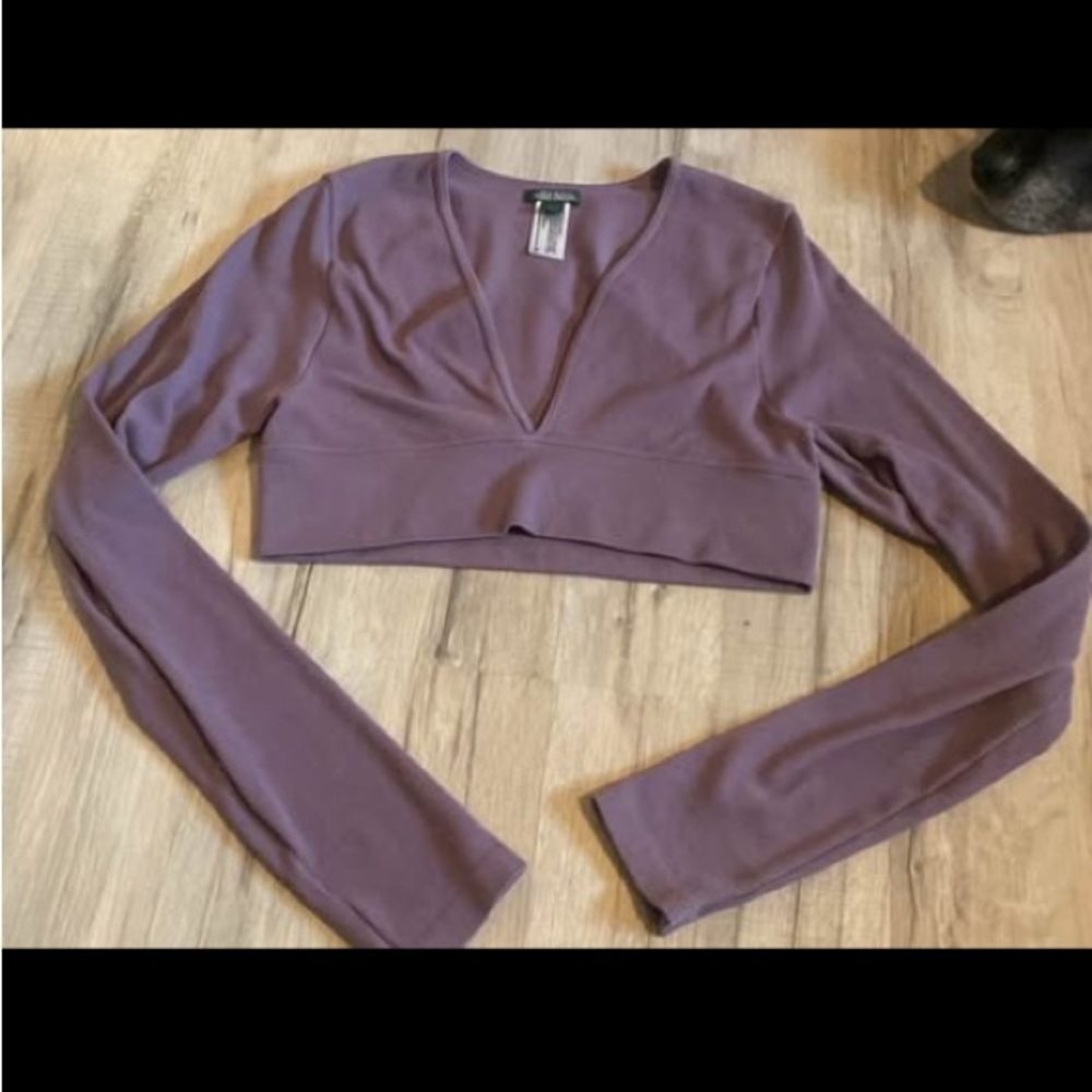 Wild Fable Purple Long Sleeve Crop Top